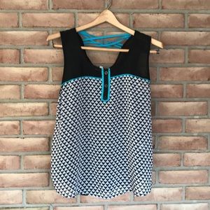 Mine brand sizeL black, white and teal tank top